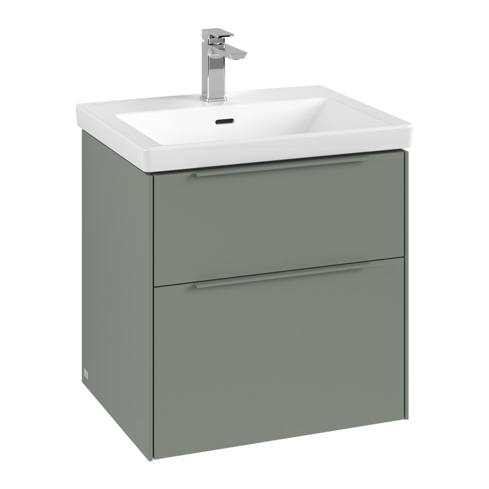 Cutout image of Villeroy & Boch Subway 3.0 Soft Green 600mm Wall-Hung Basin Vanity Unit